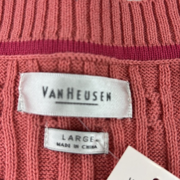 Van Heusen coral v-neck cable neck sweater - Picture 2 of 8